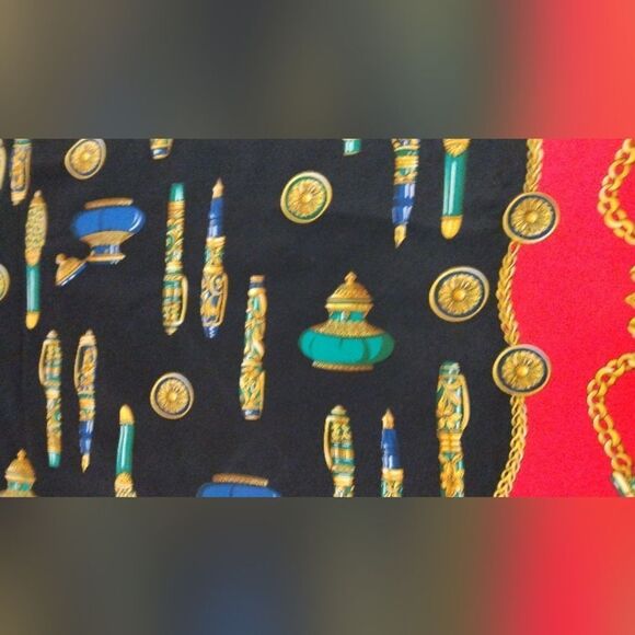 Vintage Black & Red Scarf Fountain Pen Ink Well Foulard Stylo - Picture 9 of 16